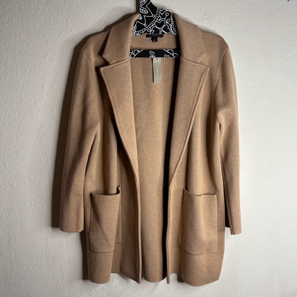 J. Crew Sophie Open-Front Wool Blend Sweater Blazer Camel Tan size medium NWT - Picture 1 of 4